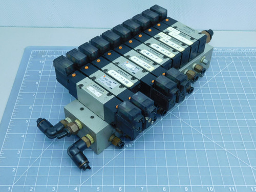 Lot of 10 SMC VZ5140  Solenoid Valves w/ Manifold For Sale