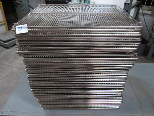 LOT OF 58 CHROME LAB FRIDGE SHELVES 29X24