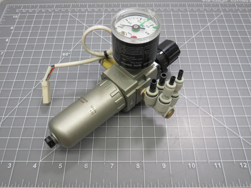 SMC AW20K-01BC-2 GP45 Filter Regulator & Pressure Guage with Switch For Sale