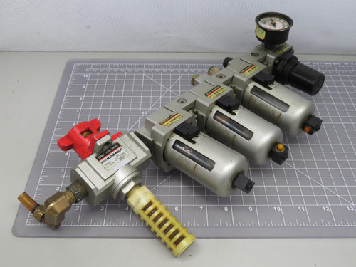 SMC NAR2500 NAL3000 / NAF3000 / NAFM3000 / NVHS4500 Air Regulator, Lubricator, Air Filter, Mist Separator & 3 Way Valve For Sale