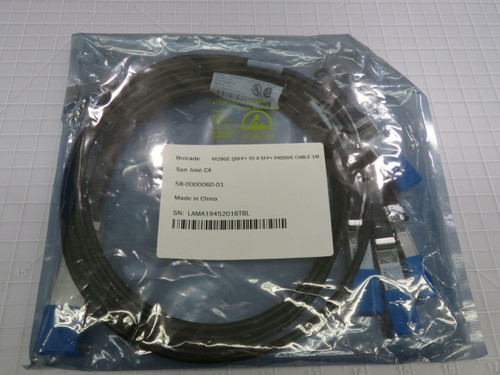 Brocade 58-0000060-01  4x28GE QSFP+ To 4 SFP+ Passive Cable 1M  For Sale