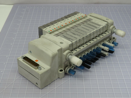 SMC VV5QC11-12C6FD0 VQC1400N-51 Manifold With 11 Solenoid Valves  For Sale