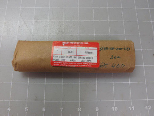 LOT OF 2 NYTD 31786AA 2831-0859 55/64 HIGH SPEED SILVER AND DEMING DRILL BITS T50638