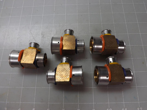 LOT OF 5 VIEGA ASTM F877 CNSFUS-PW 1X3/4X1/2 REDUCING TEE ADAPTERS T50823