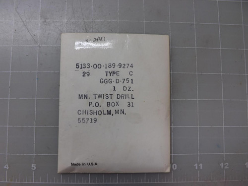 LOT OF 12 5133-00-189-9274 TWIST DRILL T50868