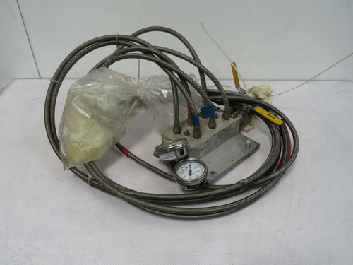 2 Gauge 0-600 PSI Kit with Block and Braided Hoses  For Sale