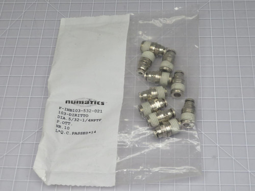 LOT OF 10 NUMATICS F-INB103-532-021 103-DIRITTO DIA 5/32-1/4 NPTF T192837