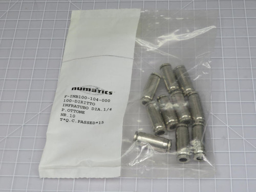 LOT OF 10 NUMATICS F-INB100-104-000 100-DIRITTO INFRATUBO DIA 3/8 P OTTONE T192838