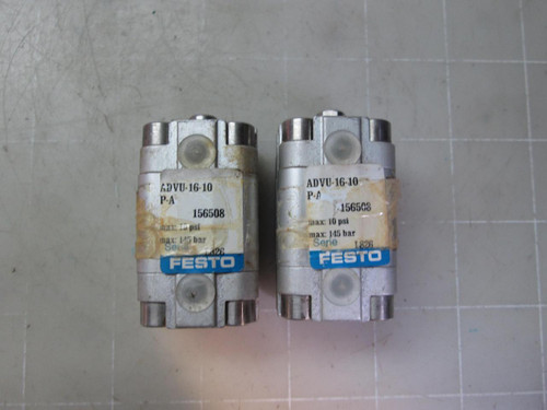 LOT OF 2 FESTO ADVU-16-10 DOUBLE ACTING AIR CYLINDERS T53398