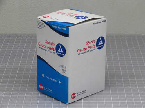 Lot of 12 Dynarex 3352  Sterile Gauze Pads  Type VII 2 X 2 in  (100 per case)  For Sale