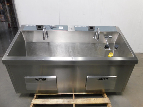 Skytron SS2122-MK-IR  Two Station Surgical Scrub Sink Stainless Steel  For Sale