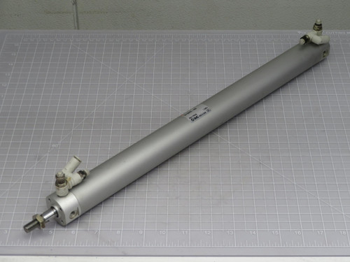 SMC CG1BN32-400 ROUND BODY CYLINDER DOUBLE ACTING SINGLE ROD RUBBER BUMPER T196250