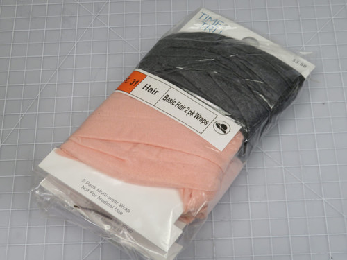 Lot of 24 Time and Tru    2pk Basic Hair Wraps Peach & Black  For Sale