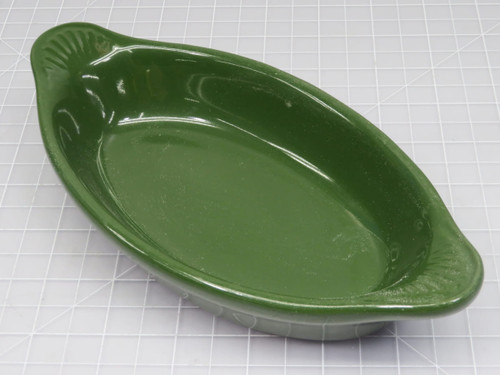 Green Porcelain Oval Baking Dish  For Sale