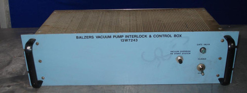 BALZERS 13W7243 VACUUM PUMP CONTROL INTERLOCK BOX T4118