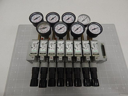 LOT OF 8 NUMATICS 041BA400M000061 SOLENOID VALVES W/ MANIFOLD T57852