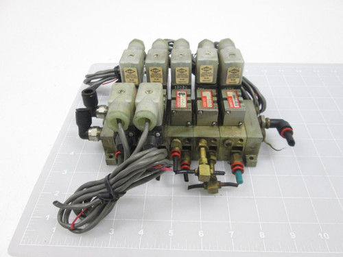 LOT OF 5 NUMATICS 031SS4154000061 031SA4154 SOLENOID VALVES W/ MANIFOLD T58117