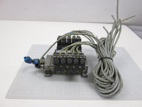 LOT OF 5 FESTO EP-ME-1/8 SOLENOID VALVE ASSEMBLY W/ MANIFOLD T59596