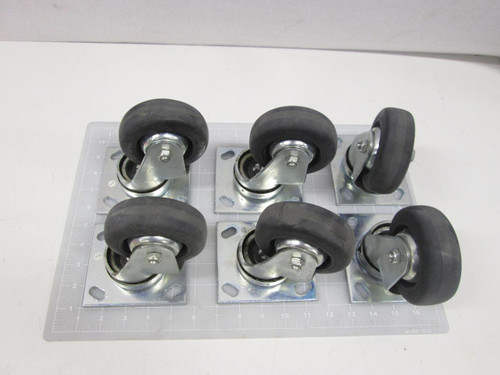 LOT OF 6 STEEL CASTERS RUBBER WHEEL T59674