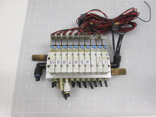 LOT OF 10 SMC SY3140-5MZE SY3140-5LZE SOLENOID VALVE W/ MANIFOLD ASSEMBLY T61248
