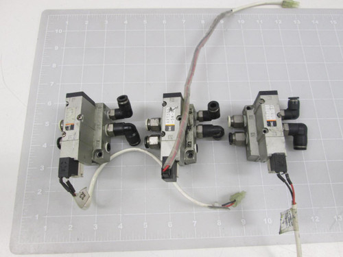 LOT OF 3 SMC AXT309-5M-X4 SOLENOID VALVES W/ MANIFOLD T61337