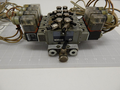 LOT OF 4 BOSCH 0 820 022 136 SOLENOID VALVES W/ MANIFOLD T63414