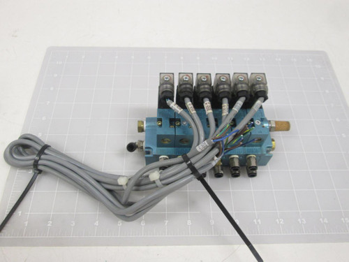 LOT OF 6 MAC 45A-LAD-DFBJ-1KD SOLENOID VALVES W/ MANIFOLD T67372