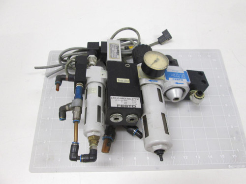 FESTO PEV-1/4-B HE-D-MIDI LF-D-MINI-A LFR-D-MIDI-SA-27193 PNEUMATIC FILTER REGULATOR VALVE ASSEMBLY T68411