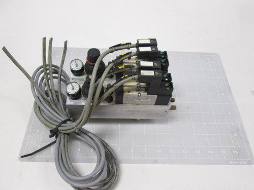 LOT OF 4 NORGREN V405523D-C313A 1920004 H6 802 008 00 00 AIR SPRING VALVES W/ MANIFOLD T68412