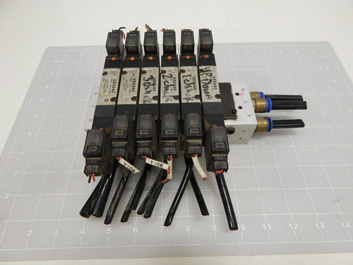LOT OF 6 VZ5340 VZ5240 SOLENOID VALVES W/ MANIFOLD T68150