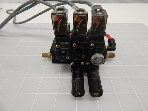 LOT OF 3 MAC DDAJ FJ SOLENOID VALVES W/ MANIFOLD T68154