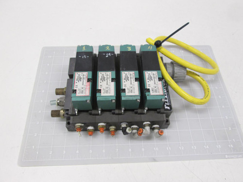 LOT OF 4 NUMATICS 082SA415M017N61 SOLENOID VALVES W/ MANIFOLD T68177