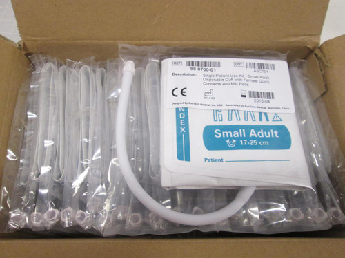 CASE OF 20 SUN TECH 98-0700-01 71-0458-00 SMALL ADULT 17-25 CM DISPOSABLE CUFFS T67873