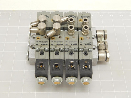 LOT OF 4 BOSCH 0 820 022 126 SOLENOID VALVES W/ MANIFOLD T69871