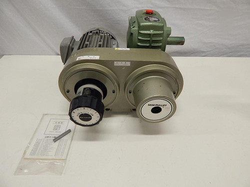 HITACHI MIKI PULLEY BELLPONY TFO-K PDG-07 N-P A18 3 PHASE INDUCTION MOTOR W/ TRANSMISSION AND GEAR REDUCER T70901