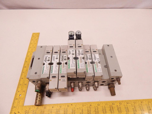 LOT OF 7 NUMATICS 122BA4Z2MN00061 122BA400M000061 SOLENOID VALVES W/ MANIFOLD ASSEMBLY T75190