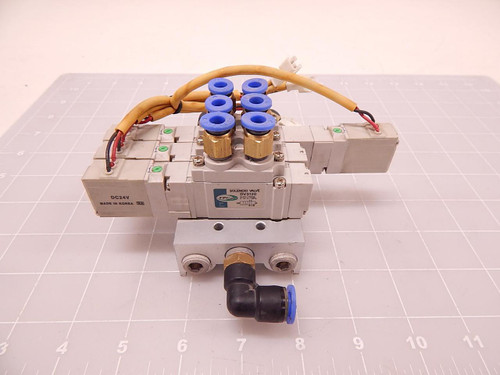 LOT OF 3 TPC DV3120 SOLENOID VALVES ON MANIFOLD T77932