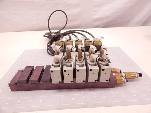 LOT OF 5 NUMATICS L11BA452BG00061 VALVES W/ BANK VALVE STACK T79533