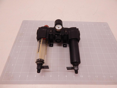 NORGREN EXCELON R72G-2AK-RMG F72G-2AN-QE3 PRESSURE REGULATOR W/ GENERAL PURPOSE MOISTURE TRAP FILTER ASSEMBLY T79833