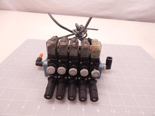 LOT OF 5 MAC 45A-M00-DDAJ-4KG SOLENOID VALVES W/ MANIFOLD T80236