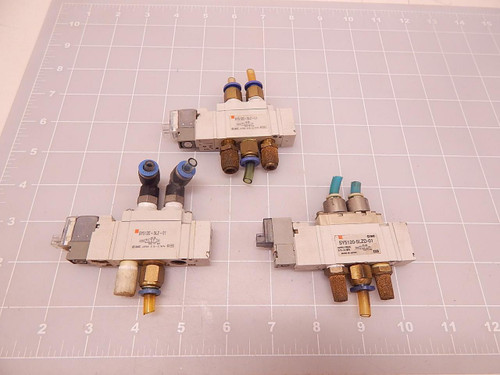 LOT OF 3 SMC SY5120-5LZ-01 SOLENOID VALVES T81281