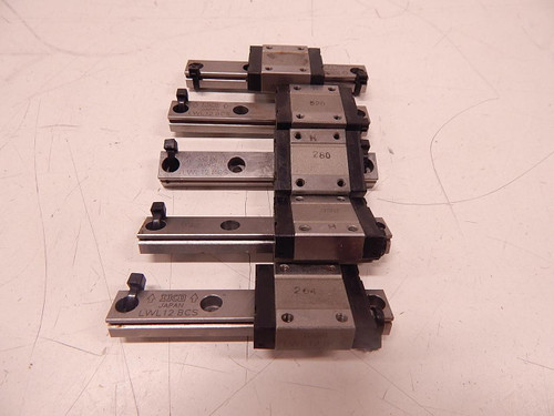 LOT OF 5 IKO LWL12 BCS BEARINGS W/ 4'' RAILS T83192