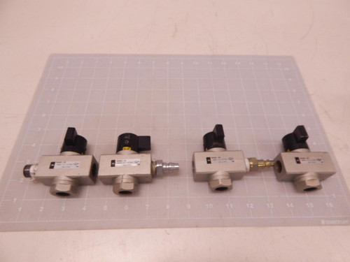 LOT OF 4 SMC VHS401-03 3 PORT HAND VALVE FLOW CONTROL T83421