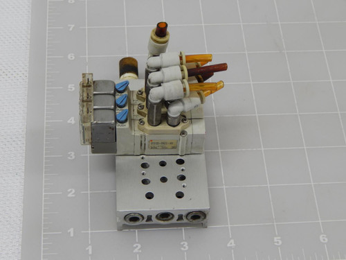 LOT OF 3 SMC SY3120-5MZE-M5 SOLENOID VALVES W/ MANIFOLD T85837