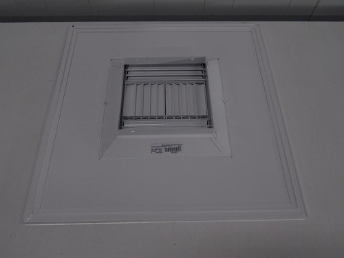 LOT OF 27 KRUEGER V323154 STEEL ARCHITECTURAL PERFORATED DIFFUSER WITH SQUARE OR RECTANGULAR NECK (CURVED BLADE) 24 X 24 IN 9 X 9 IN T88863