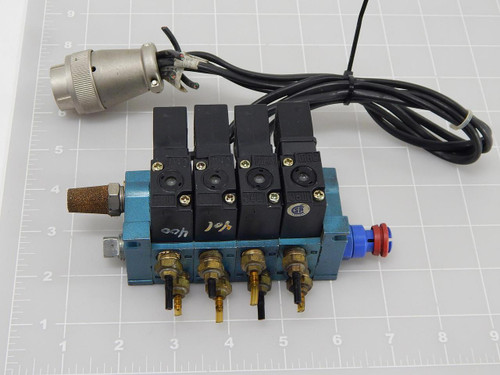 LOT OF 4 MAC 45A-SA1-DDAJ-1KJ SOLENOID VALVES W/ MANIFOLD T87975