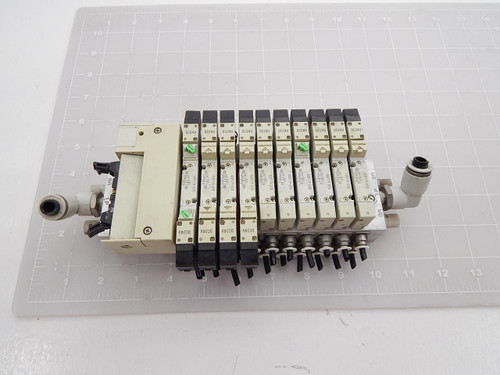 Lot of 10 CKD 4GB119-A2N, 4GB129-A2N Solenoid Valves W/ Manifold T89759 For Sale