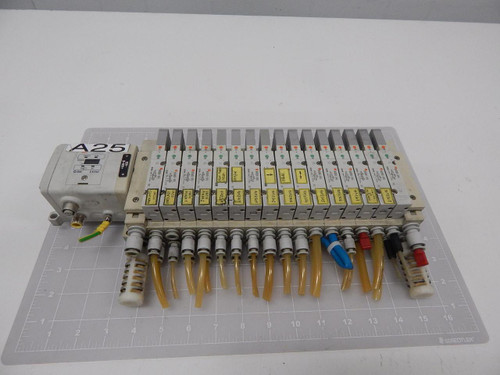 Lot of 6 SMC SV2200-5FU, EX250-SPR1, SS5V2-Q31025 Solenoid Valves W/ SI Unit T90116 For Sale