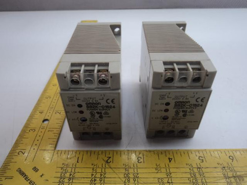 LOT OF 2 OMRON S82K-01524 POWER SUPPLY 24VDC 0.6A 100-240VAC 0.45A T17816