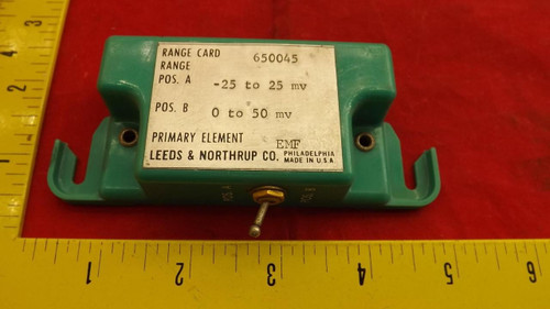 LEEDS & NORTHRUP 650045 RANGE CARD POS A -25 TO 25 MV POS B 0 TO 50 MV T21471